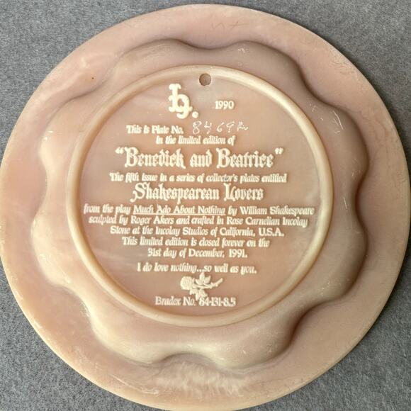 Shakespearean Lovers Benedick Beatrice Cameo Plate Vintage - Picture 2 of 2